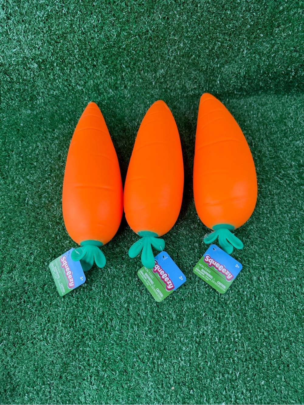 Squeeezy Orange Carrot Toy for Kids Bundle of 3